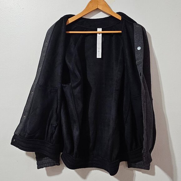Lululemon Scuba Oversized Varsity Jacket Plush - Heathered Core Black - Size M/L - Picture 4 of 8